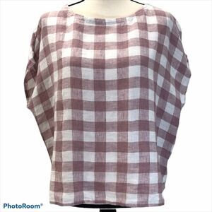 Cynthia Rowley 100% Linen Checkered Top. NWT. Size S.